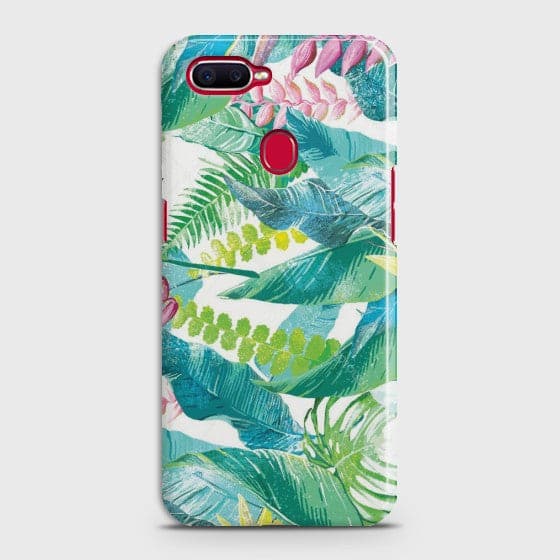 OPPO F9 PRO / F9 / A5s / A7 -  Retro Palm Leaves  Premium Printed Glass soft Bumper Shock Proof Case CS-26904