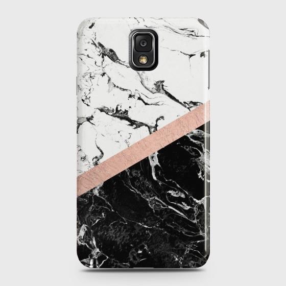 SAMSUNG GALAXY NOTE 3 Black & White Marble With Chic RoseGold Case