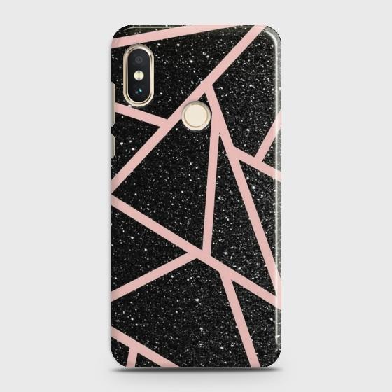 REDMI NOTE 5/NOTE 5 PRO Black Sparkle Glitter With RoseGold Lines Case