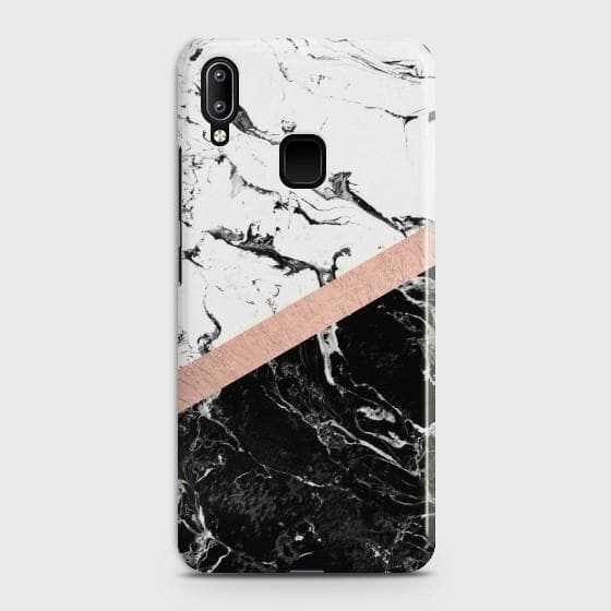 Vivo Y91 Black & White Marble With Chic RoseGold Case