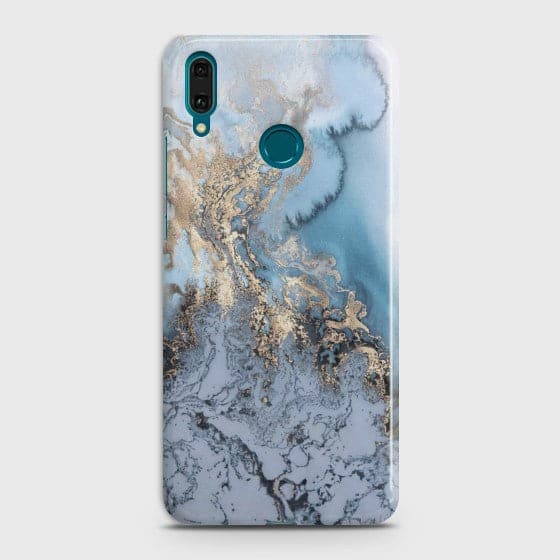 Huawei Y7 2019 Golden Blue Marble Case