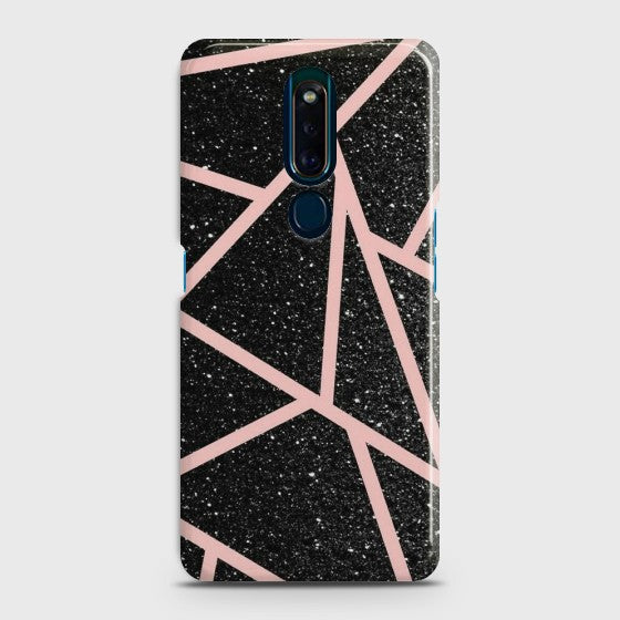 OPPO F11 PRO Black Sparkle Glitter With RoseGold Lines Case