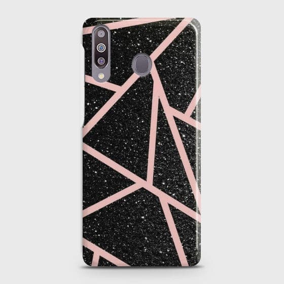 SAMSUNG GALAXY M30 Black Sparkle Glitter With RoseGold Lines Case