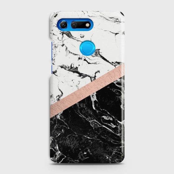HUAWEI HONOR VIEW 20 Black & White Marble With Chic RoseGold Case