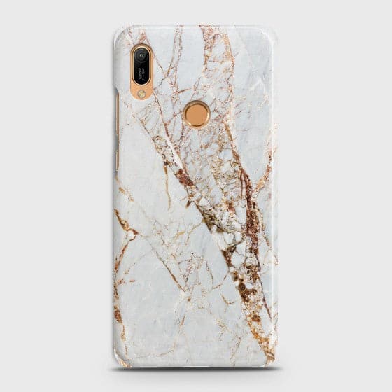HUAWEI Y6 PRO 2019 White & Gold Marble Case