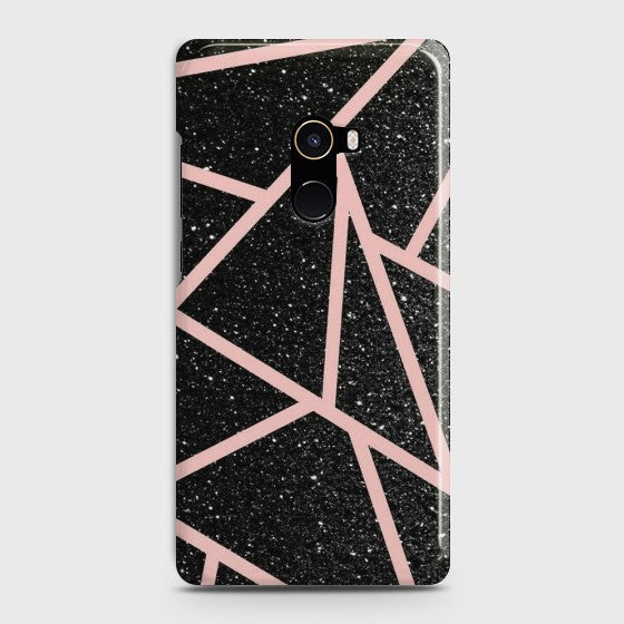 XIAOMI MI MIX 2 Black Sparkle Glitter With RoseGold Lines Case