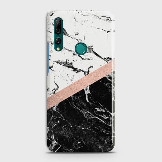 Huawei P Smart Z Black & White Marble With Chic RoseGold Case