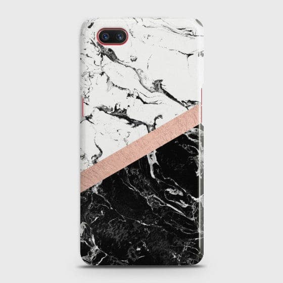 OPPO REALME C2 Black & White Marble With Chic RoseGold Case