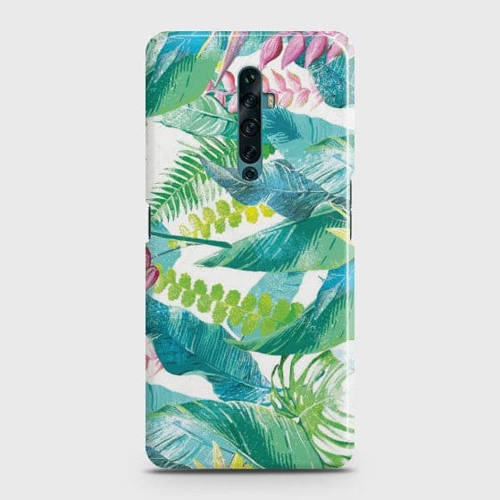 Oppo Reno 2F /2Z - Retro Palm Leaves  Premium Printed Glass soft Bumper shock Proof Case CS-29487