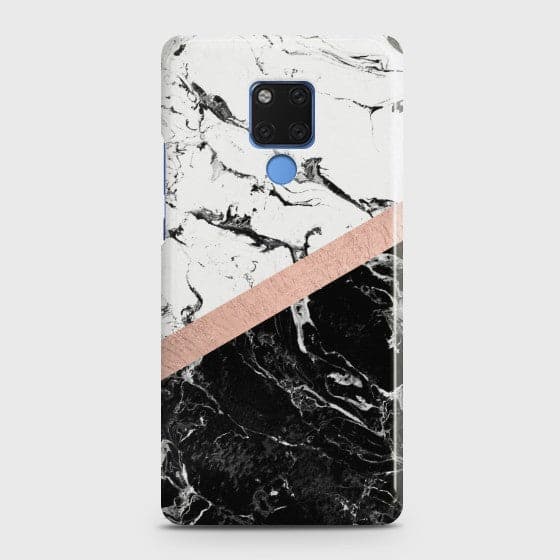 HUAWEI MATE 20 Black & White Marble With Chic RoseGold Case
