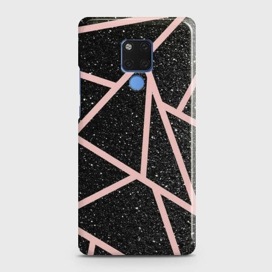 HUAWEI MATE 20 Black Sparkle Glitter With RoseGold Lines Case