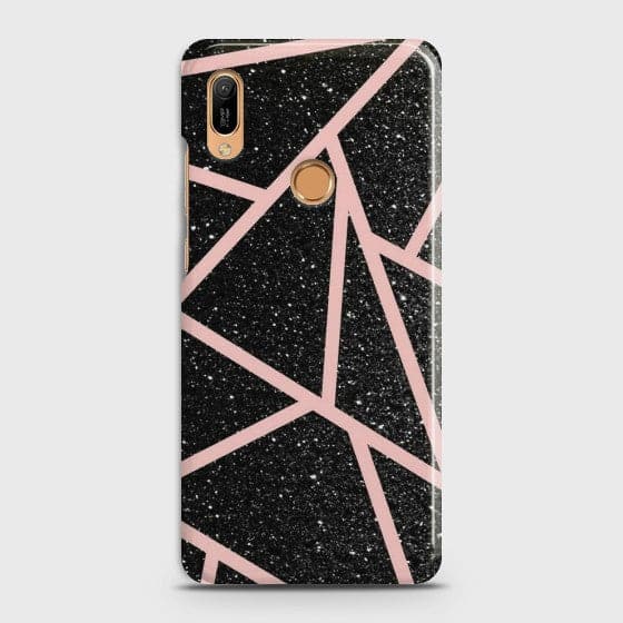 HUAWEI HONOR 8A PRO Black Sparkle Glitter With RoseGold Lines Case