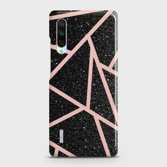 XIAOMI MI CC9 Black Sparkle Glitter With RoseGold Lines Case