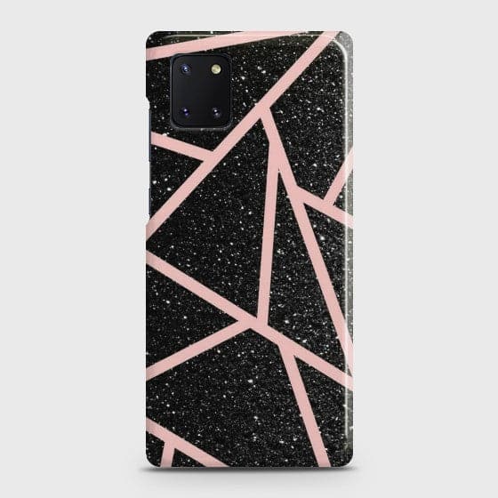 Galaxy Note 10 Lite Black Sparkle Glitter With RoseGold Lines Case