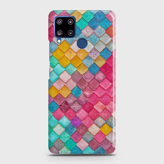Realme C15 Colorful Mermaid ScalesPremium Printed Glass soft Bumper shock Proof Case CS-28703