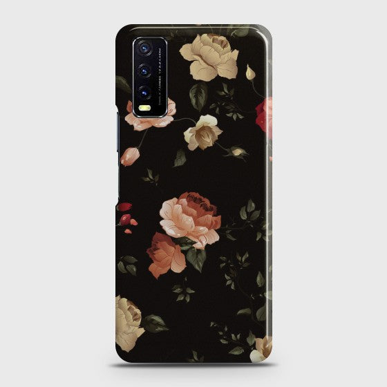 Vivo Y20 Dark Rose Vintage Flowers Premium Printed Glass soft Bumper Shock Proof Case  CS-29298