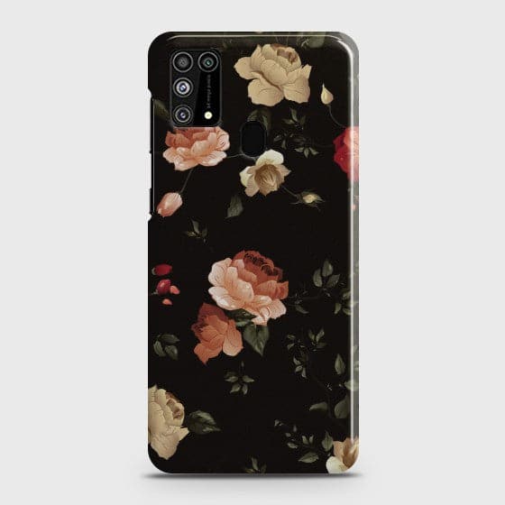 Samsung Galaxy M31 Dark Rose Vintage Flowers Premium Printed Glass soft Bumper shock Proof Case CS-26902 CS-27523