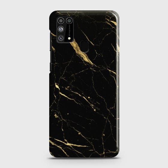 Samsung Galaxy M31 Classic Golden Black Marble  Premium Printed Glass soft Bumper shock Proof Case  CS-28654