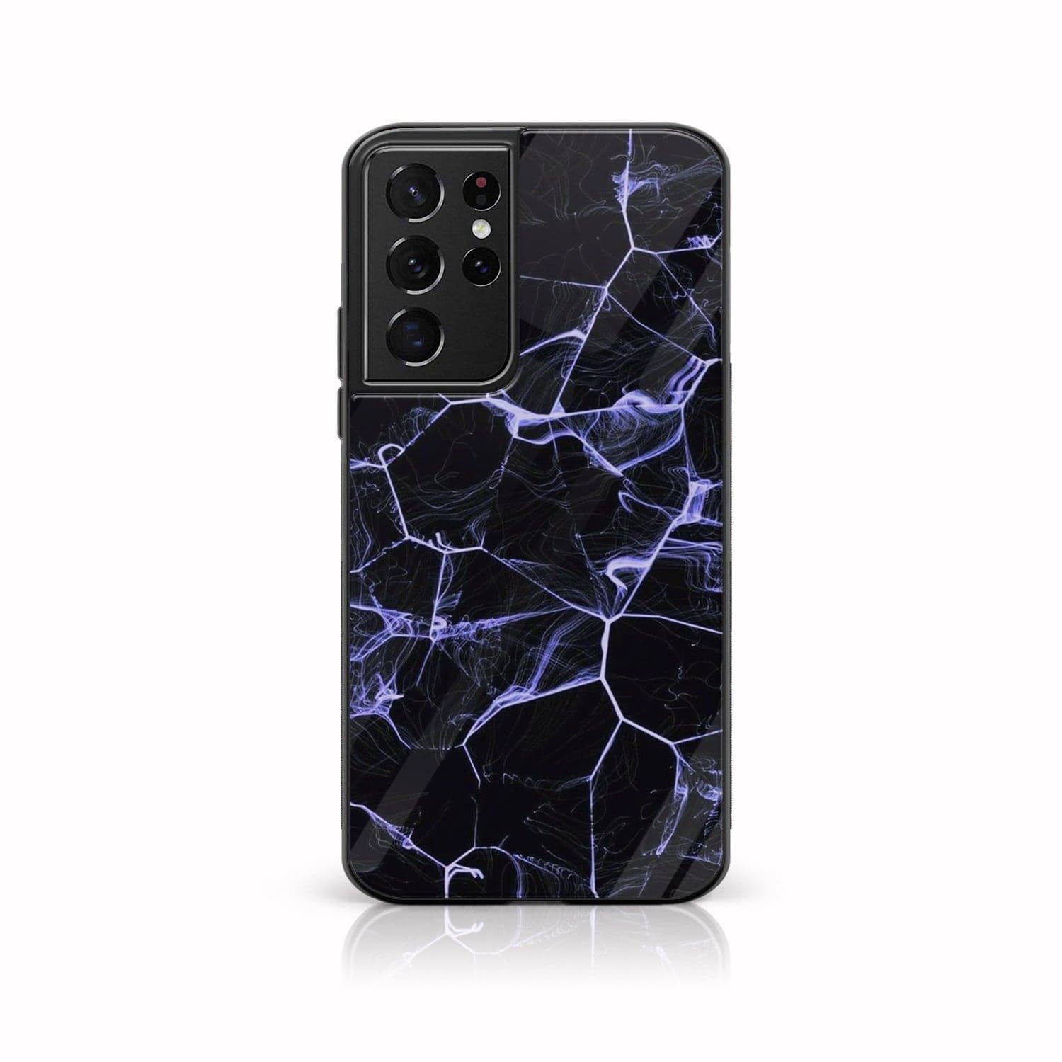 Galaxy S21 Ultra - Black Marble Series - Premium Printed Glass soft Bumper shock Proof Case