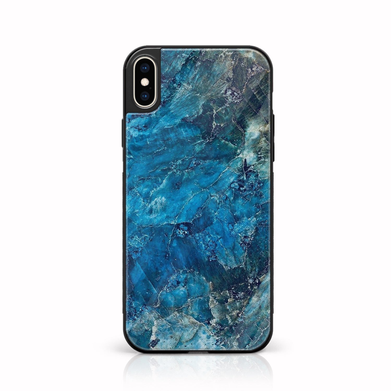 iPhone X/XS - Blue Marble Series - Premium Printed Glass soft Bumper shock Proof Case