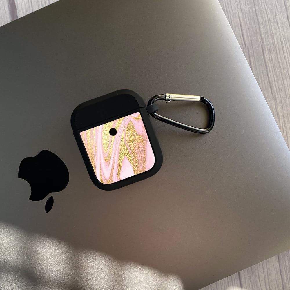 Apple Airpods Case - Pink Marble Series 10 - Premium Print with holding clip