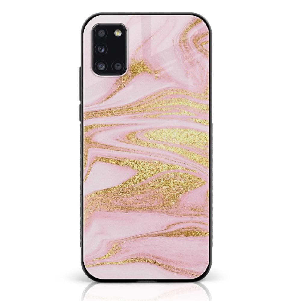 Samsung Galaxy A31 - Pink Marble Series - Premium Printed Glass soft Bumper shock Proof Case