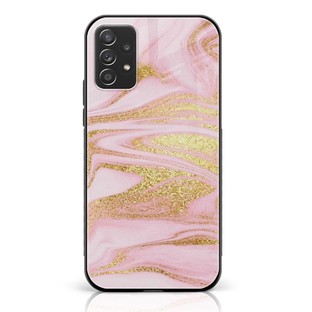 Galaxy A52 - Pink Marble Series - Premium Printed Glass soft Bumper shock Proof Case