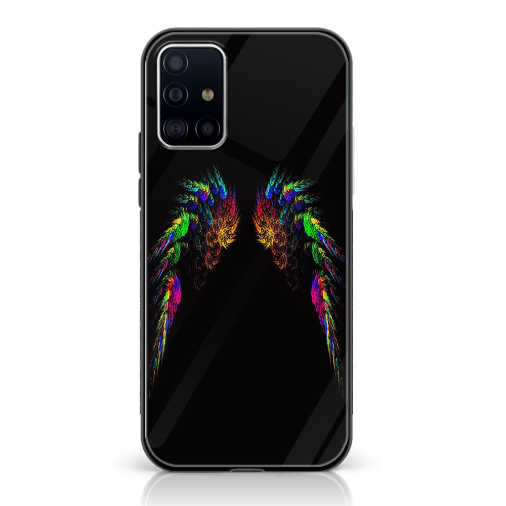 Samsung Galaxy A71 - Angel Wing Series - Premium Printed Glass soft Bumper shock Proof Case