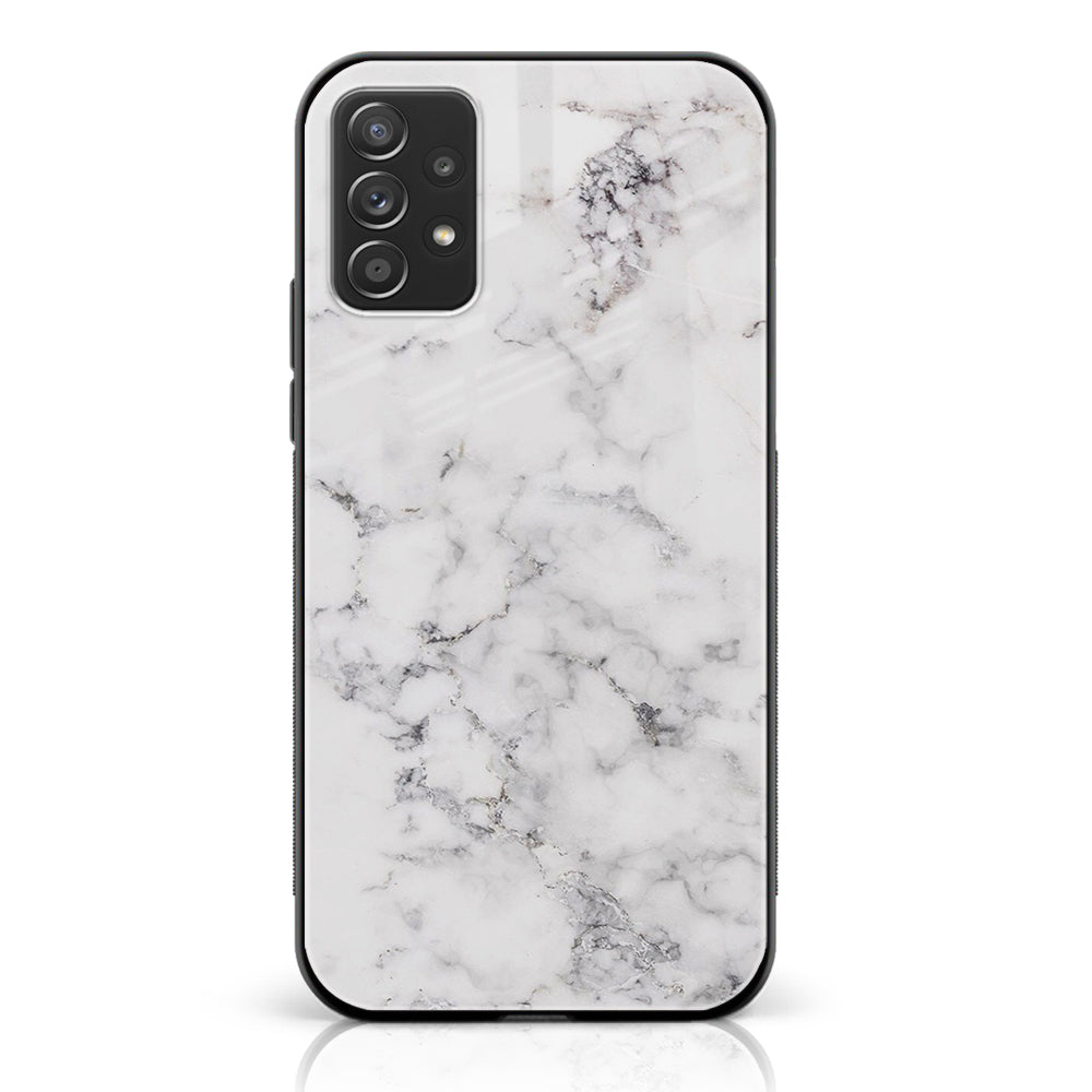 Samsung Galaxy A73 - White Marble Series - Premium Printed Glass soft Bumper shock Proof Case