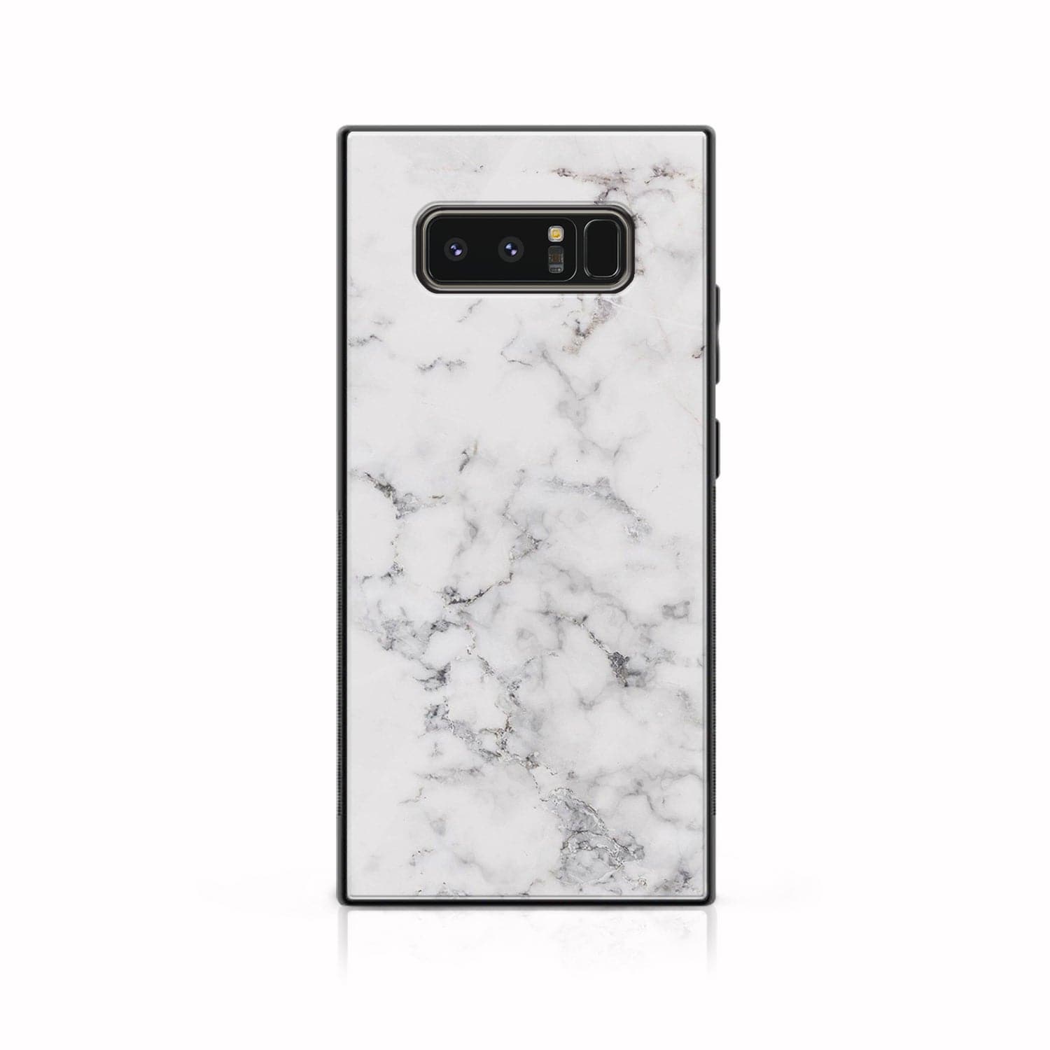 Galaxy Note 8 - White Marble Series - Premium Printed Glass soft Bumper shock Proof Case