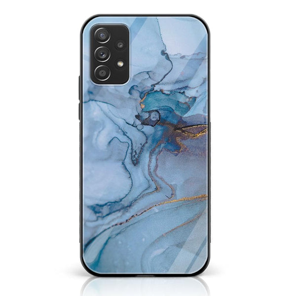 Galaxy A72 - Blue Marble Design 1  - Premium Printed Glass soft Bumper shock Proof Case CS-33599