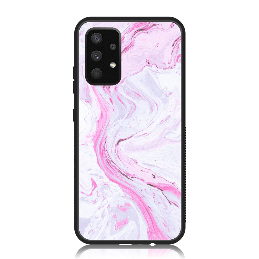 Galaxy A32 - Pink Marble Series - Premium Printed Glass soft Bumper shock Proof Case