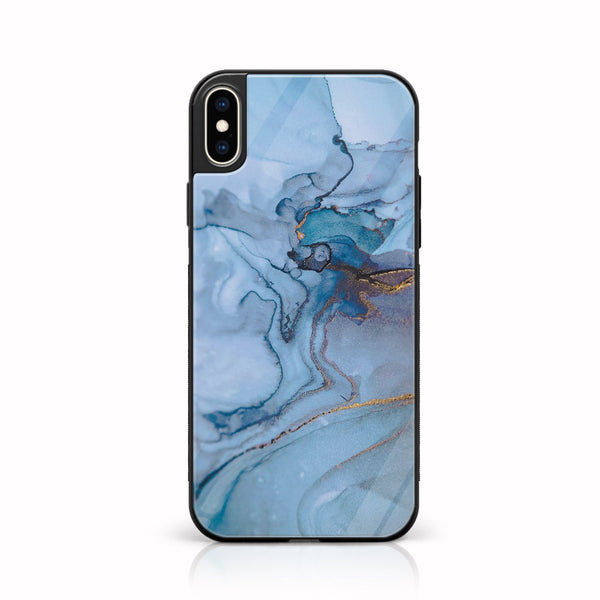 iPhone X/XS - Blue Marble Series - Premium Printed Glass soft Bumper shock Proof Case