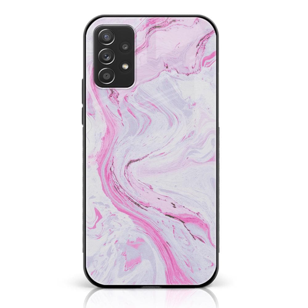 Galaxy A52 - Pink Marble Series - Premium Printed Glass soft Bumper shock Proof Case