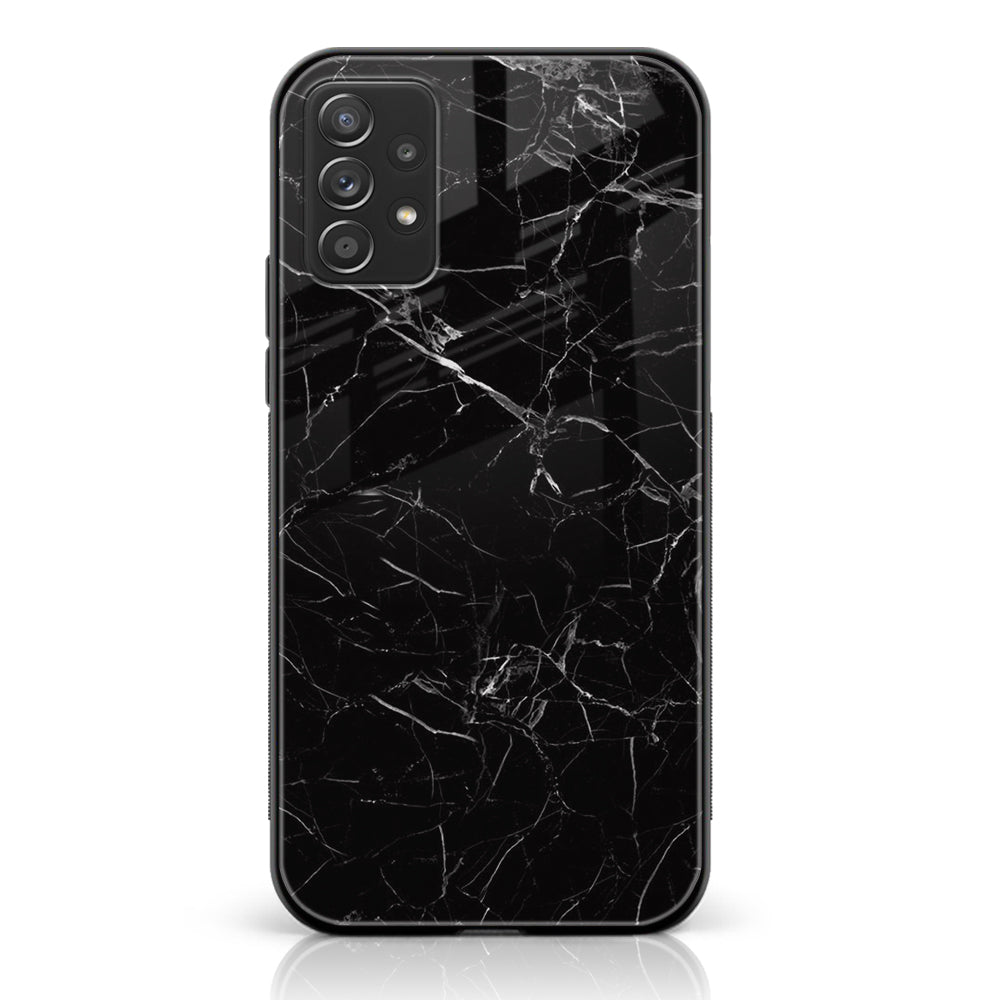 Samsung Galaxy A73 - Black Marble Series - Premium Printed Glass soft Bumper shock Proof Case