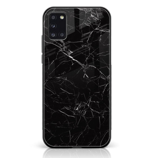 Samsung Galaxy A31 - Black Marble Series - Premium Printed Glass soft Bumper shock Proof Case