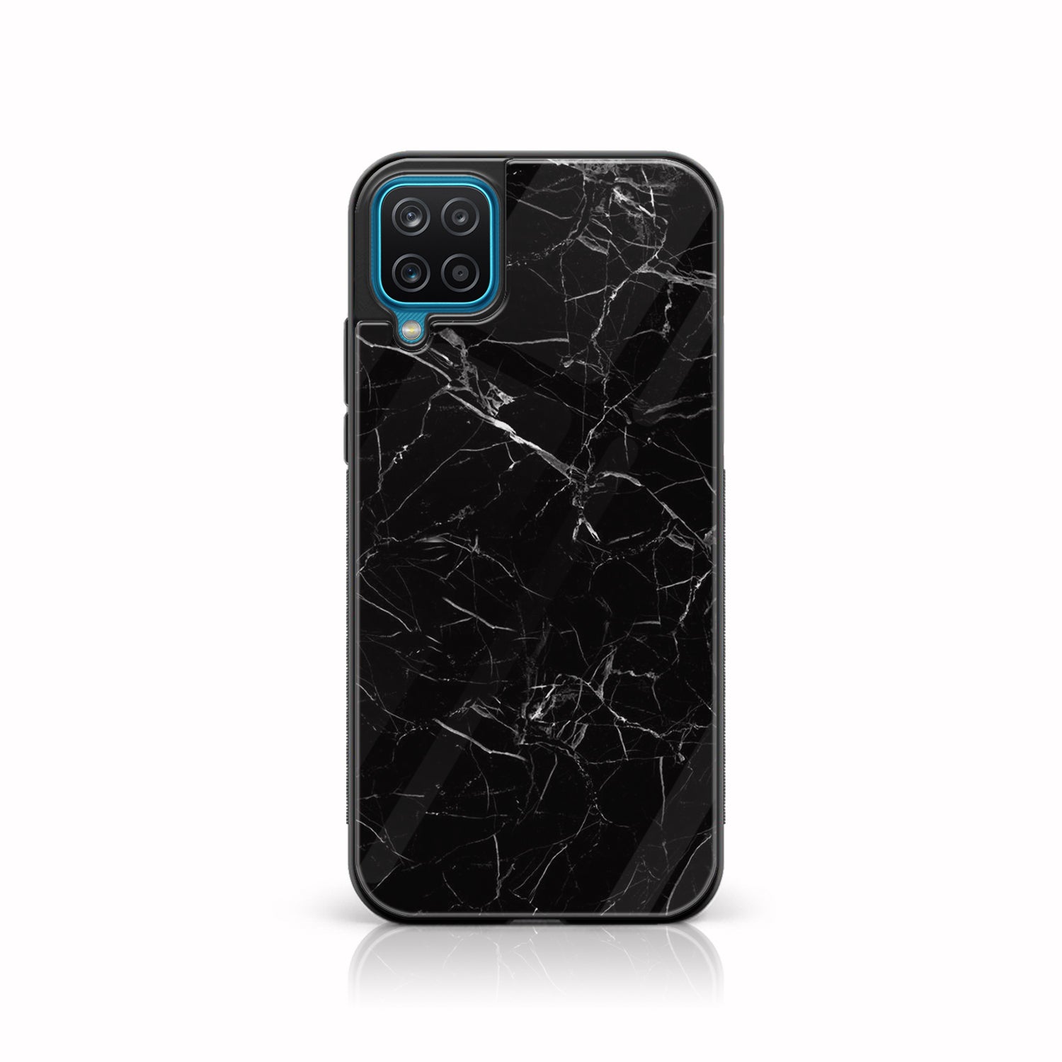 Samsung Galaxy A42 5G - Black Marble Series - Premium Printed Glass soft Bumper shock Proof Case