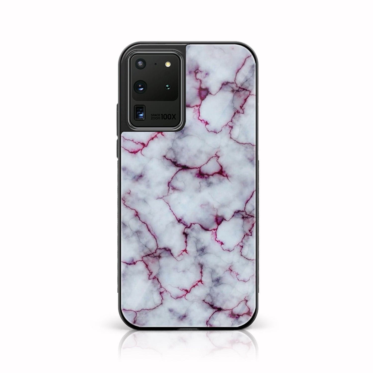 Sasmung Galaxy S20 Ultra - White Marble Series - Premium Printed Glass soft Bumper shock Proof Case