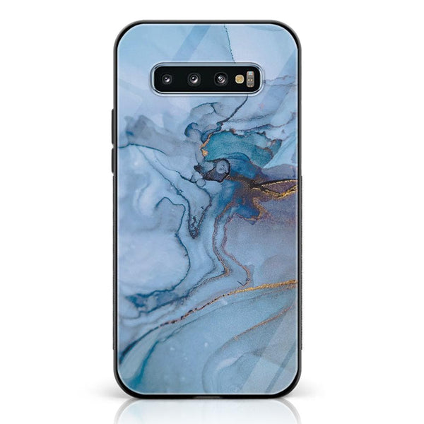 Galaxy S10 Plus - Blue Marble  Design 1   - Premium Printed Glass soft Bumper shock Proof Case CS-28011