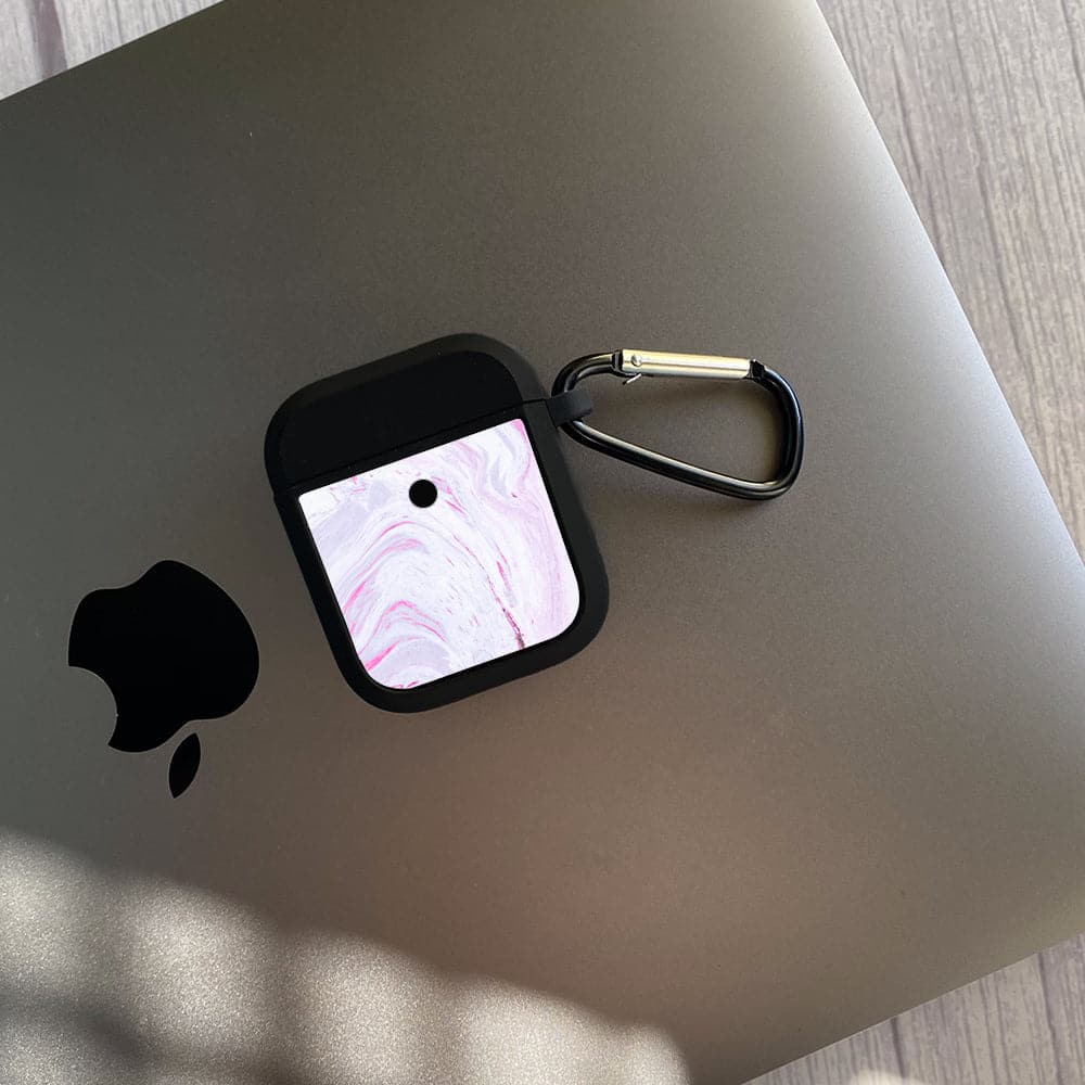 Apple Airpods Case - Pink Marble Series 01 - Premium Print with holding clip