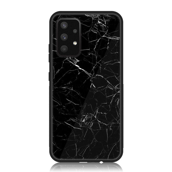 Galaxy A32 - Black Marble Design 1 - Premium Printed Glass soft Bumper shock Proof Case CS-21681