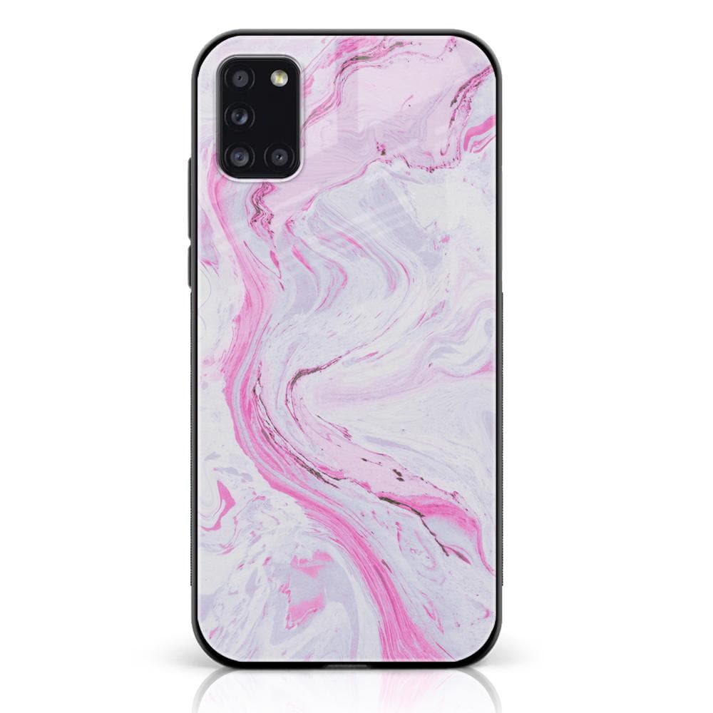 Samsung Galaxy A31 - Pink Marble Series - Premium Printed Glass soft Bumper shock Proof Case