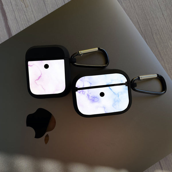Apple Airpods Case - White Marble Series 02 - Premium Print with holding clip