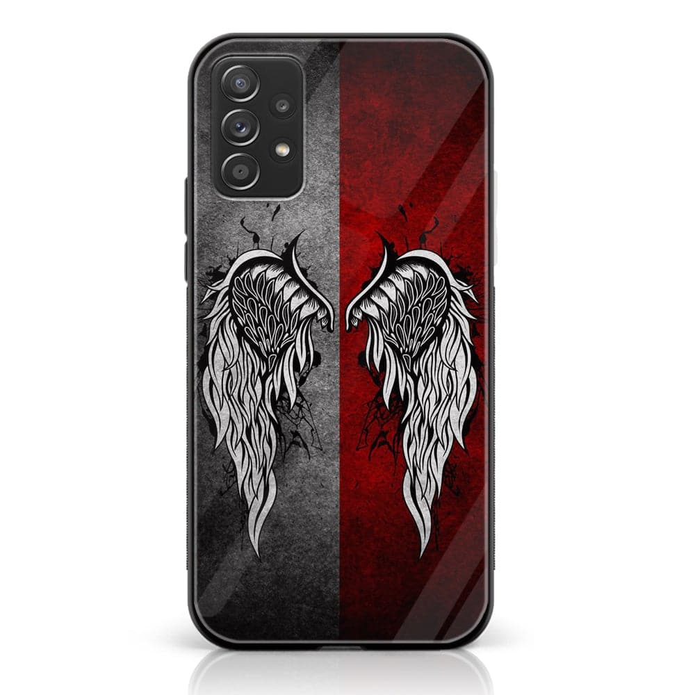 Samsung Galaxy A23- Angel Wing Series - Premium Printed Glass soft Bumper shock Proof Case