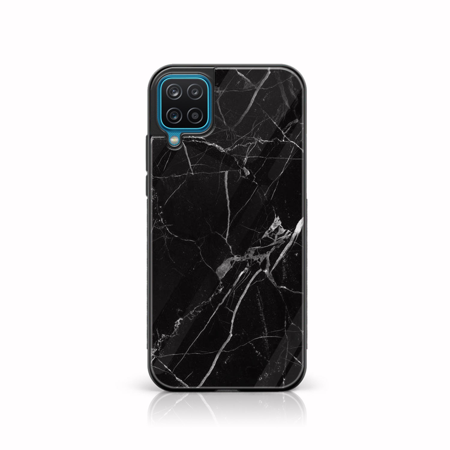 Samsung Galaxy A42 5G - Black Marble Series - Premium Printed Glass soft Bumper shock Proof Case