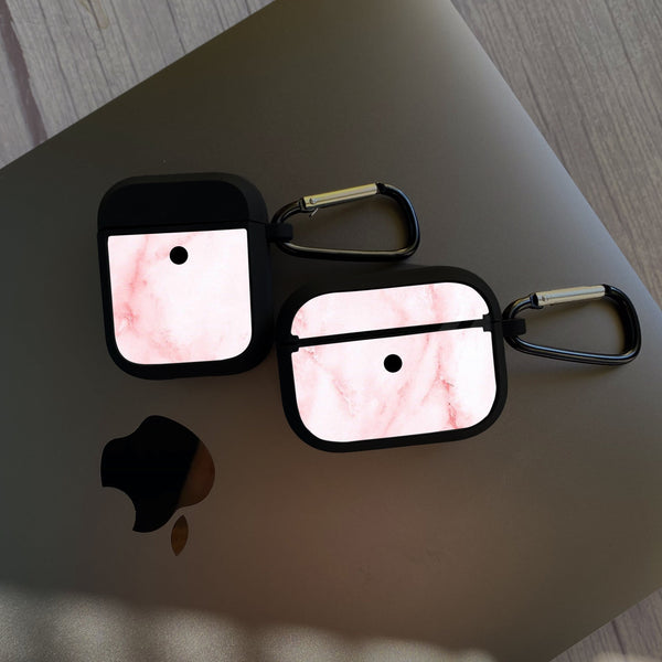 Apple Airpods Case - Pink Marble Series 02 - Premium Print with holding clip
