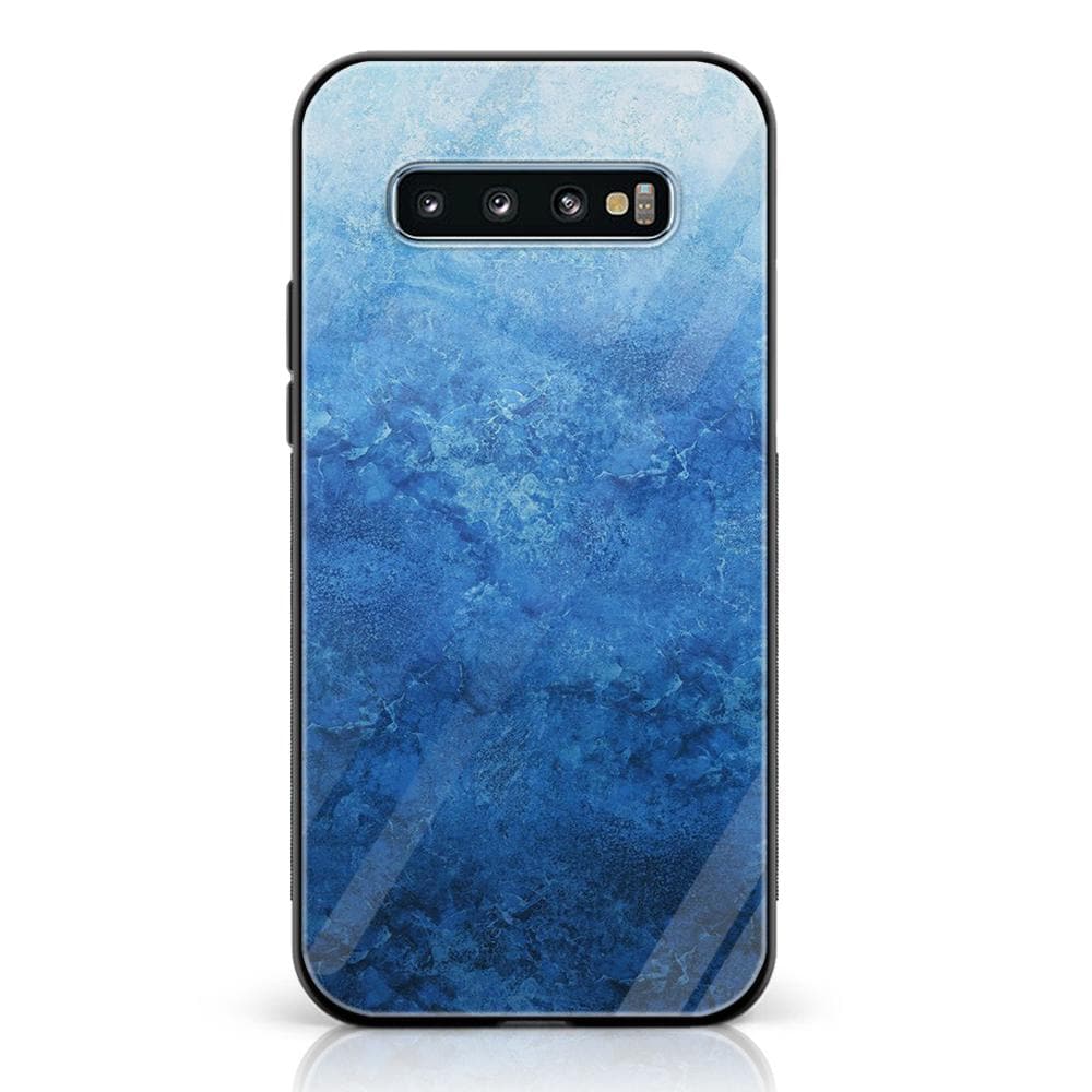 Galaxy S10 Plus - Blue Marble Series - Premium Printed Glass soft Bumper shock Proof Case