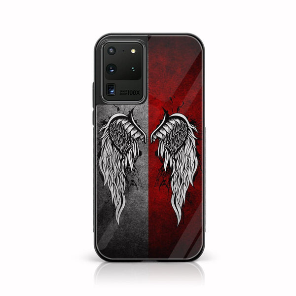 Samsung Galaxy S20 Ultra - Angel Wings Design 2 - Premium Printed Glass soft Bumper shock Proof Case CS-17733