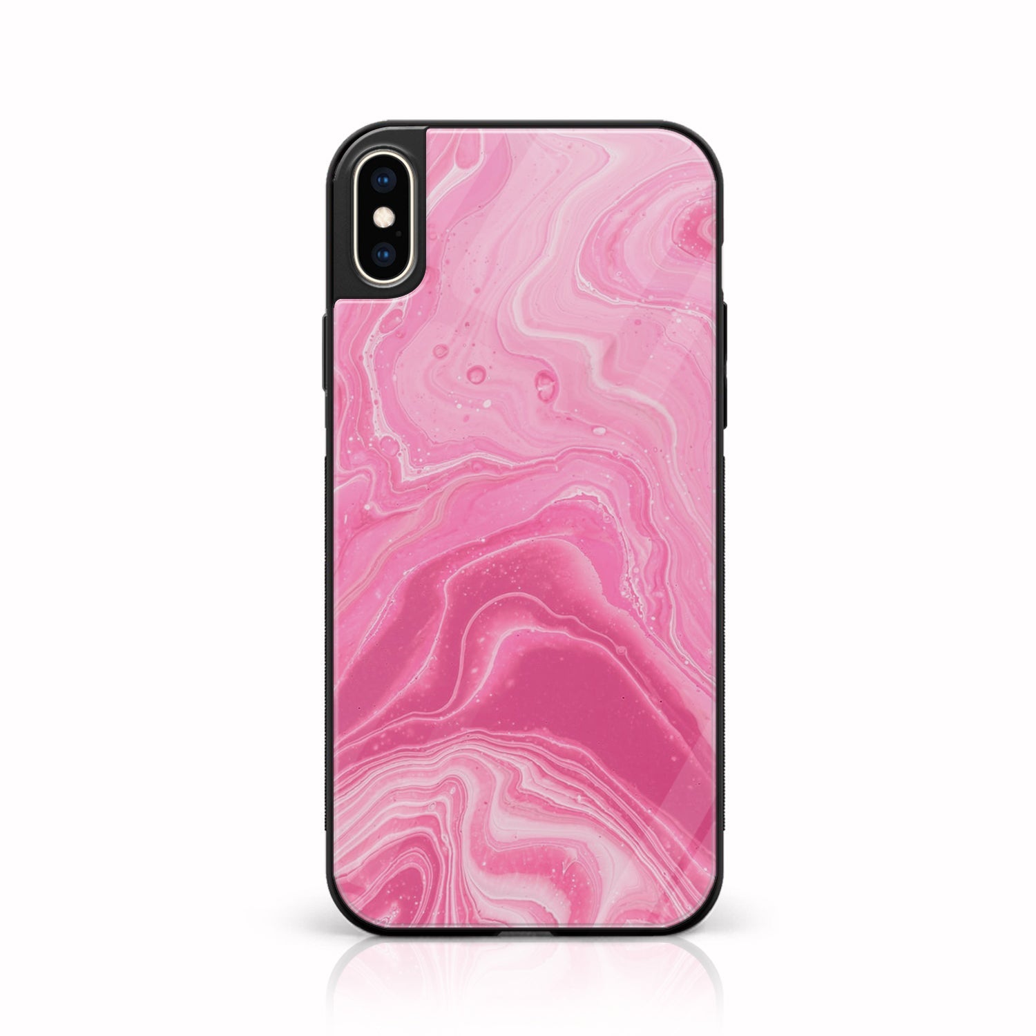 iPhone X/XS - Pink Marble Series - Premium Printed Glass soft Bumper shock Proof Case