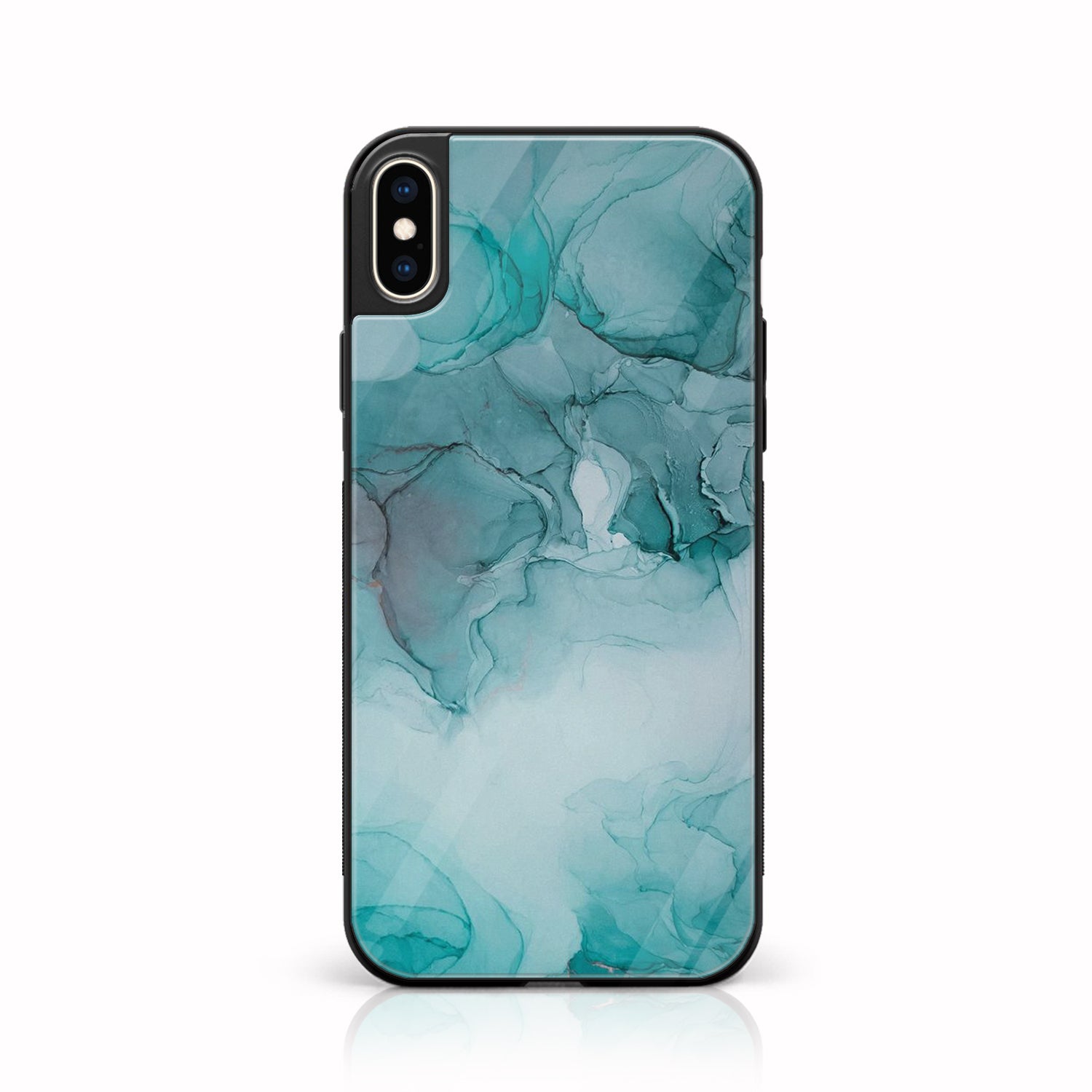iPhone Xs Max - Blue Marble Series - Premium Printed Glass soft Bumper shock Proof Case